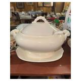 Glazed ceramic tureen and platter
