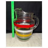 Vintage Anchor hocking fiesta stripes ice lip pitcher