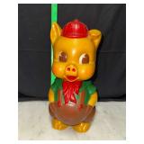 Vintage 1950s hard plastic porky pig coin bank ideal toy company