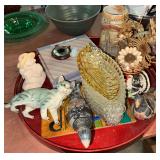 Tray of glassware, pottery, figurines and more
