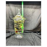 Hand-Painted Glass Apothecary Jar with Lid