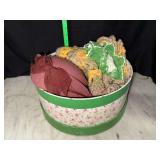 Hat box with vintage ladies hat and crochet