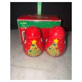 Christmas tree sale and pepper shakers