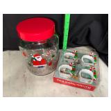 Glass Christmas jar and napkin rings