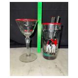 2 pcs vintage barware and glass swizzle sticks