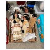 Assorted Native American Theme Porcelain Dolls