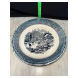 Currier & Ives early winter blue and white pie plate