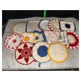 Collection of adorable hand crochet hot pads and trivets