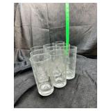 9 etched highball glasses