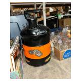 Harley-Davidson Themed Metal Gas Canister with Orange Stripe