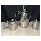 Vintage stove top percolator and creamers