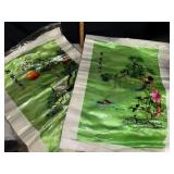 Unframed Chinese embroidered silk textile panels