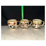 Vintage 70s otagiri Japan style stoneware floral coffee mugs