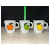 3 fire king super fruit stacking coffee mugs