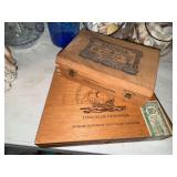 2 wooden cigar boxes
