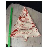 Vintage ceramic red splatter Christmas tree serving tray