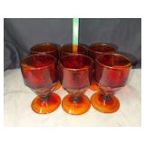 Set of 8 Georgian amberina goblets cadmium glass one has chip on base