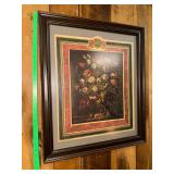 Flowers in a basket art print in frame