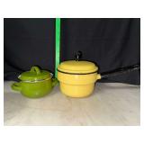 Enamel ware sauce pan and soup bowl