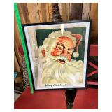 Walgreen Agency Drug Store Merry Christmas Santa Claus Framed Advertising Sign