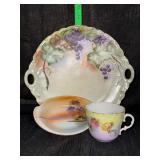 3 vintage hand painted dishes