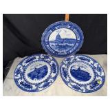 Royal Doulton blue and white transferware flow blue plates of the capitol and congressional library