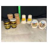 Souvenir and wooden salt and pepper shakers