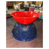 Enamel ware bowl and colander