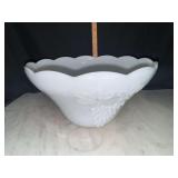 Anchor hocking milk glass grape pattern punch bowl