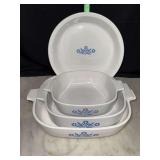 Corningware blue flower baking dish set with pie plate