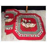 4 vintage 1980s Christmas goose placemats