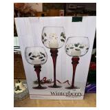 Pfaltzgraff winterberry candle stands in box