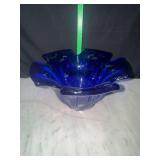 Heavy cobalt blue art glass bowl