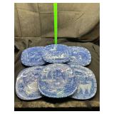 Set of 6 Rorstrand Sweden Julen Blue and White Collector Plates 1970-1975