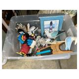 Plastic Storage Bin with Nautical Decor and Figurines