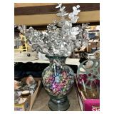 Glass Vase with Metallic Artificial Foliage and Festive Filler