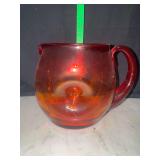Vintage Blenko art glass amberina dimpled pitcher
