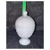 1960s Avon embossed milk glass candy dish