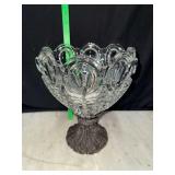 Crystal centerpiece bowl with metal base