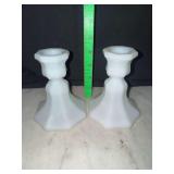 Milk glass candle stick holders