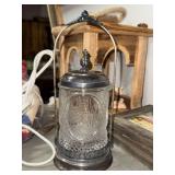 Victorian silver plate and etched glass pickle castor