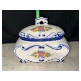 Hand painted Portuguese ceramic soup tureen