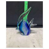 Art glass blue angel fish paperweight
