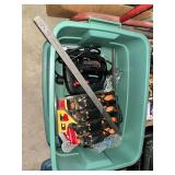 Assorted Power and Hand Tools in Storage Bin