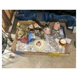 Box Lot of Assorted Bird Figurines, Glassware, and Decor
