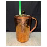 Hammered copper water pitcher with lid