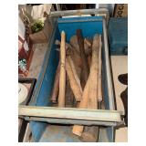 Metal Tool Box Filled with Assorted Hand Tools and Wooden Handles