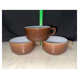 3 brown fire king soup mugs