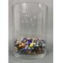 10" Large Vase Of Early Glass Marbles
