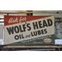 Nice 34" x 55" Wolf's Head Oil Sign